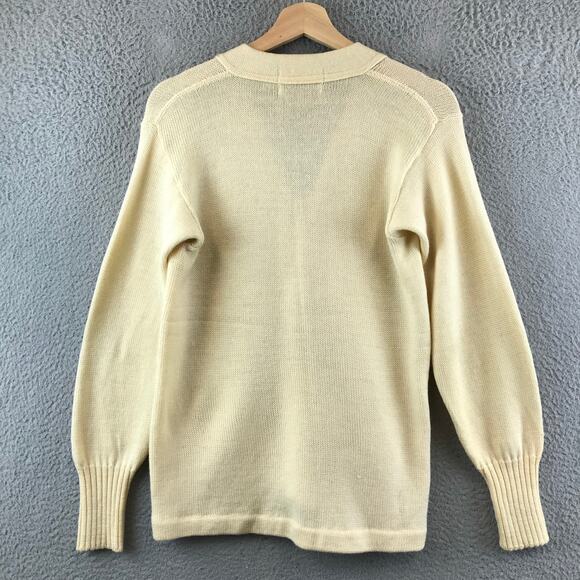 Vintage Revere Cardigan Sweater Wool Cream Grandpa Grunge Kurt Cobain S - Picture 2 of 8